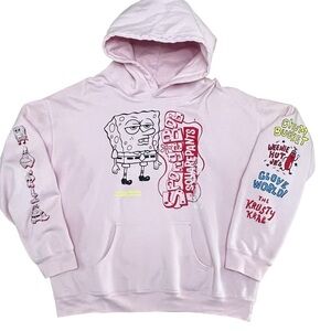 SpongeBob SquarePants Women’s Pink Sweatshirt Hoodie XL Hooded Kangaroo Pocket